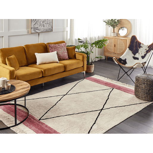 Tapete AFSAR Creme claro 140 x 200 cm Algodão