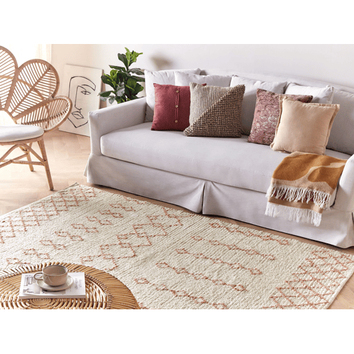 Tapete BUXAR Creme 160 x 230 cm Algodão Tapete BUXAR Creme 160 x 230 cm Algodão