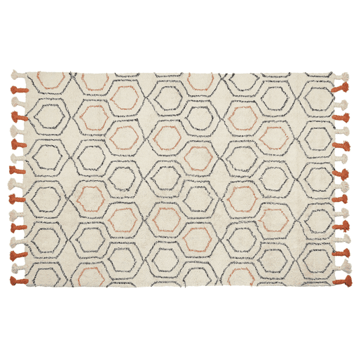 Tapete HAJIPUR Creme 140 x 200 cm Algodão Tapete HAJIPUR Creme 140 x 200 cm Algodão