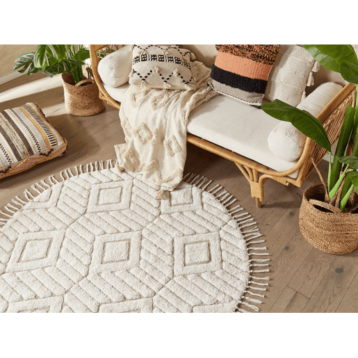 Tapete HORASAN Creme claro ø 140 cm Algodão