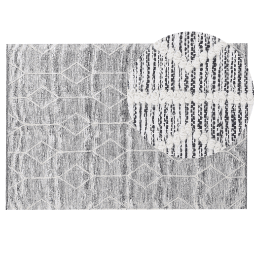 Tapete EDREMIT Cinzento 140 x 200 cm Algodão Tapete EDREMIT Cinzento 140 x 200 cm Algodão