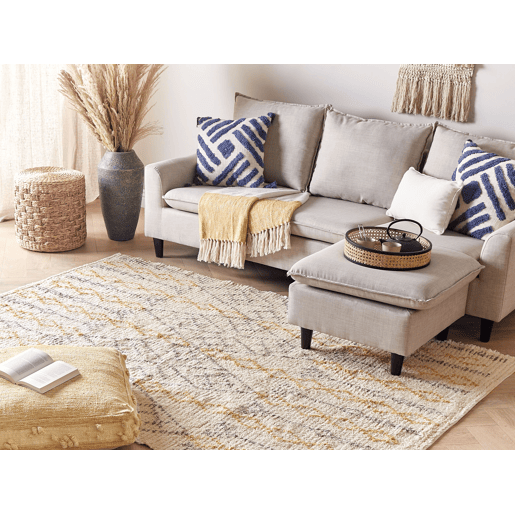 Tapete KADAPA Creme 160 x 230 cm Algodão