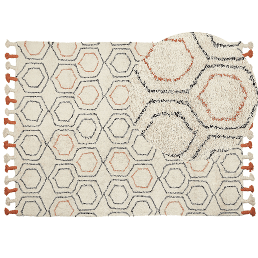 Tapete HAJIPUR Creme 160 x 230 cm Algodão