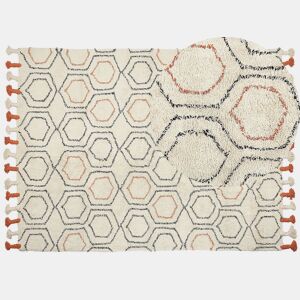 Tapete HAJIPUR Creme 160 x 230 cm Algodão