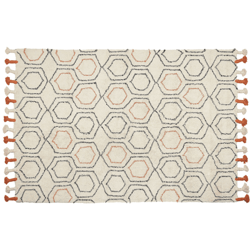 Tapete HAJIPUR Creme 160 x 230 cm Algodão