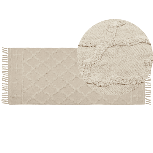 Tapete TOZLU Creme 80 x 230 cm Algodão