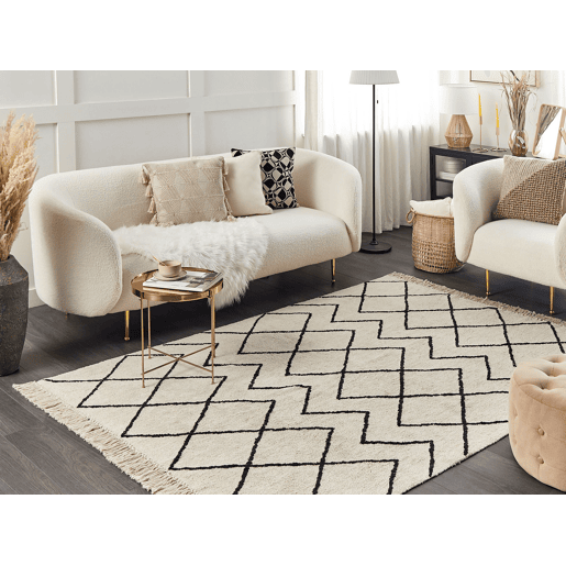 Tapete ELDES Creme 160 x 230 cm Algodão Tapete ELDES Creme 160 x 230 cm Algodão