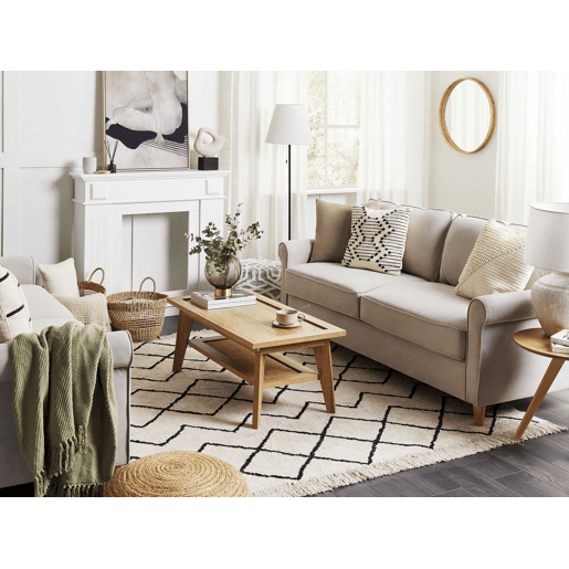 Tapete ELDES Creme 160 x 230 cm Algodão Tapete ELDES Creme 160 x 230 cm Algodão
