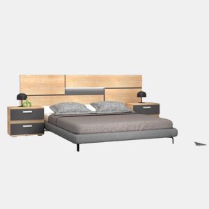 Cabeceira da cama com mesas de cabeceira Ataneq Pure Cambria - Grafite 260 x 60 x 40 cm