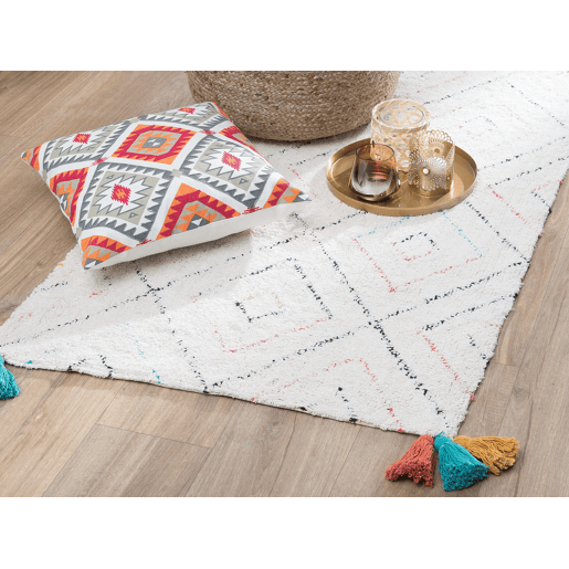Tapete KARTAL Branco 80 x 150 cm Algodão