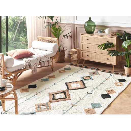 Tapete ESKISEHIR Creme 140 x 200 cm Algodão