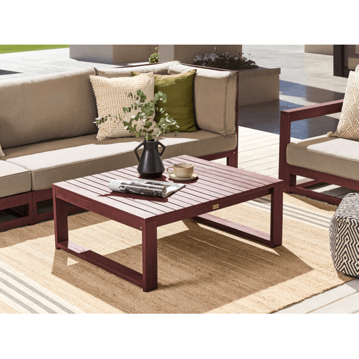Mesa de centro de jardim TIMOR 90 cm 75 cm Madeira de acácia Vermelho escuro