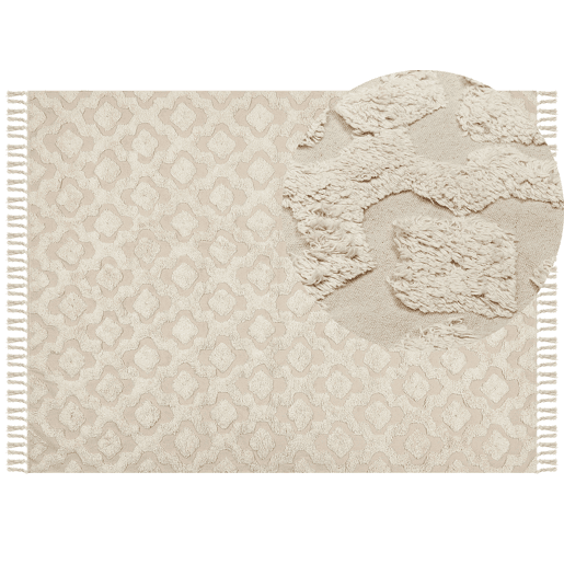 Tapete AKSARAY Creme 160 x 230 cm Algodão