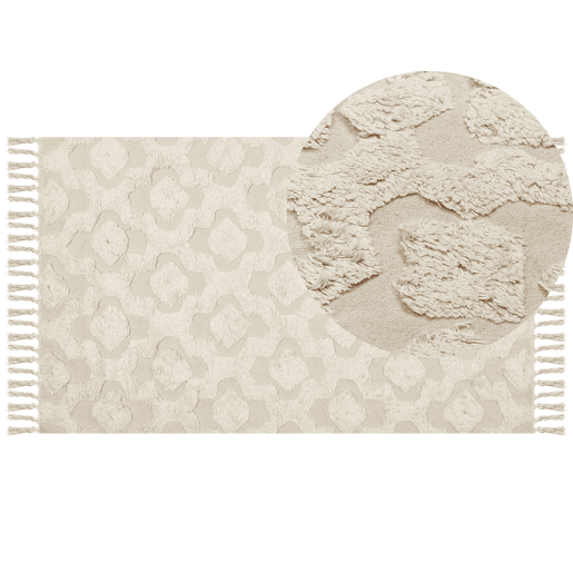 Tapete AKSARAY Creme 80 x 150 cm Algodão Tapete AKSARAY Creme 80 x 150 cm Algodão
