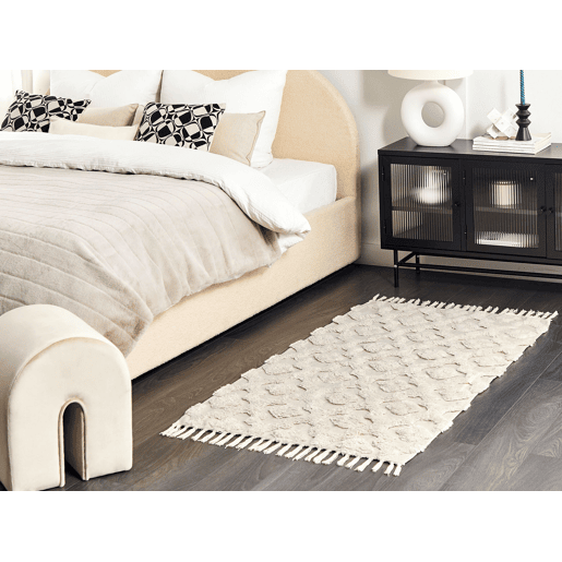 Tapete AKSARAY Creme 80 x 150 cm Algodão Tapete AKSARAY Creme 80 x 150 cm Algodão