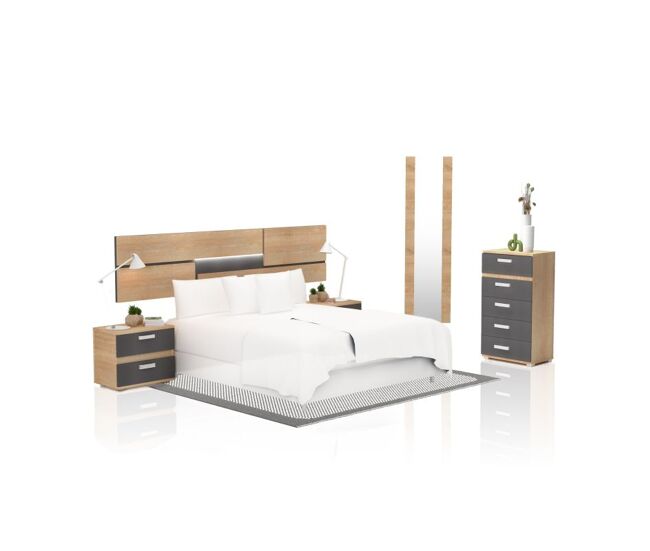 Dormitorio compuesto por 5 piezas en cambria y grafito ataneq pure 5c cambria - grafito x x cm