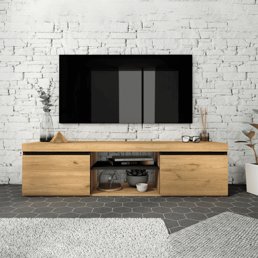 Unidade de TV Ebos 140 Carvalho Nude - Cinza 140 x 40 x 40 cm