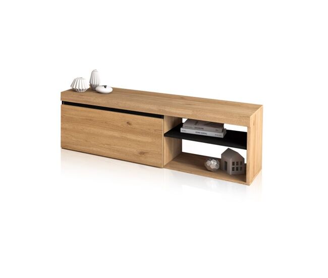 Mueble TV con almacenamiento en roble nude y ceniza 120 cm Ebos Roble Nude - Ceniza 120 x 40 x 40 cm
