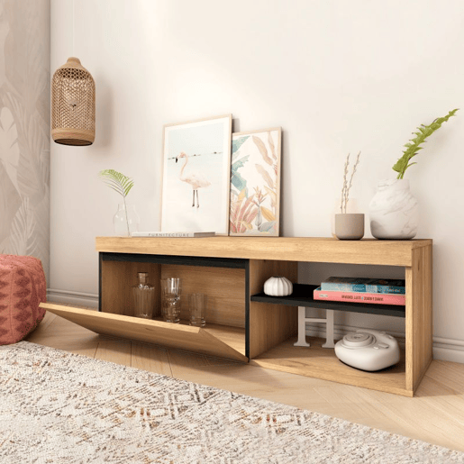 Móvel TV Ebos 120 Carvalho Nude - Cinza 120 x 40 x 40 cm