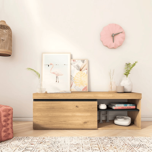 Móvel TV Ebos 120 Carvalho Nude - Cinza 120 x 40 x 40 cm