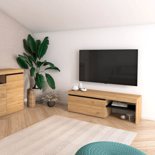 Móvel TV Ebos 120 Carvalho Nude - Cinza 120 x 40 x 40 cm