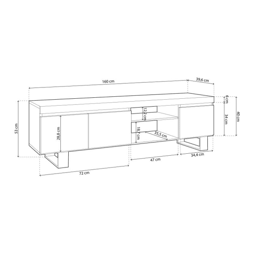 Unidade de TV Ebos UP 160 Carvalho Nude - Cinza 160 x 53 x 40 cm Unidade de TV Ebos UP 160 Carvalho Nude - Cinza 160 x 53 x 40 cm