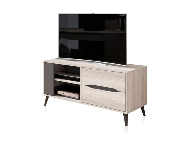 Mueble TV de 2 cajones y 2 estantes en grayish y antracita 110 cm Lizz Grayish - Antracita 114 x 52 x 40 cm