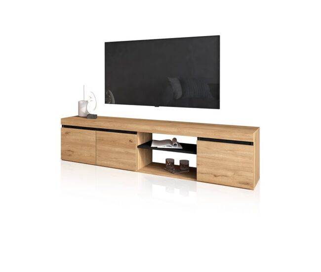 Mueble TV con almacenamiento en roble nude y ceniza 160 cm Ebos Roble Nude - Ceniza 160 x 40 x 40 cm