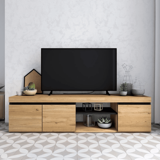 Móvel TV Ebos 160 Carvalho Nude - Cinza 160 x 40 x 40 cm