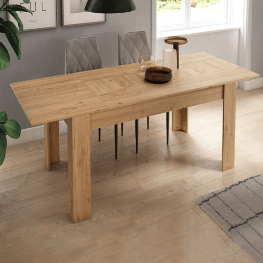 Mesa de jantar extensível Kana Carvalho Nude 140u2013200 x 75 x 90 cm