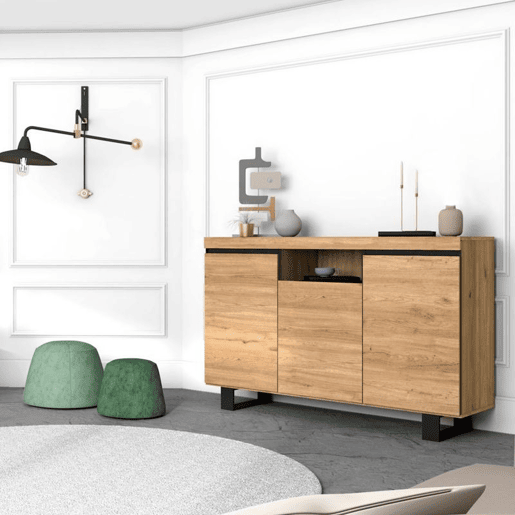 Aparador Ebos UP 140 Carvalho Nude - Cinza 140 x 92 x 40 cm