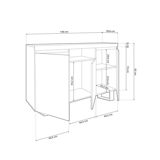 Aparador Ebos UP 140 Carvalho Nude - Cinza 140 x 92 x 40 cm