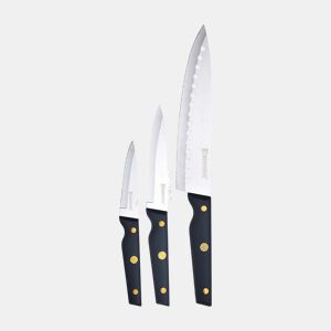 Conjunto de Facas Bergner Pro Reeco BG41026DBL Aço inoxidável ABS 3 Peças