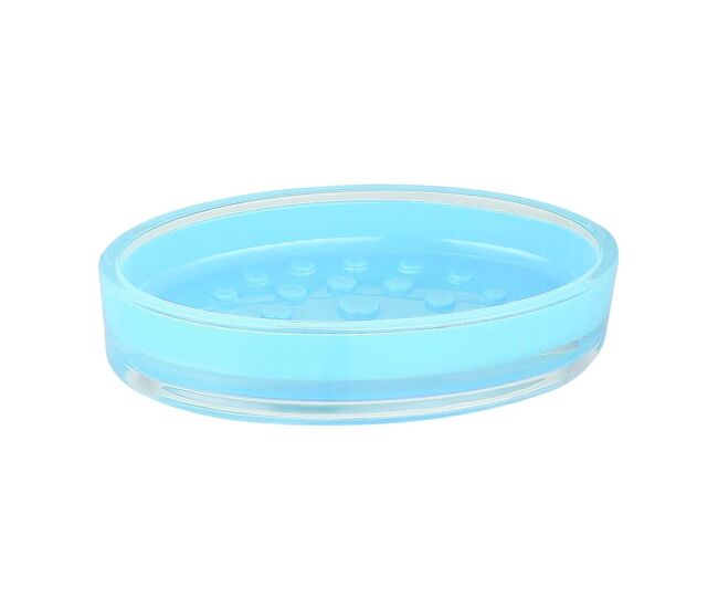 Jabonera msv "tahiti" de acrilico en color azul claro 13 x 9 x 3 cm