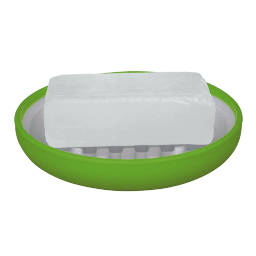 Sabão Moji Spirella de Polystirol e Silicone em verde Ø11 x 2 cm