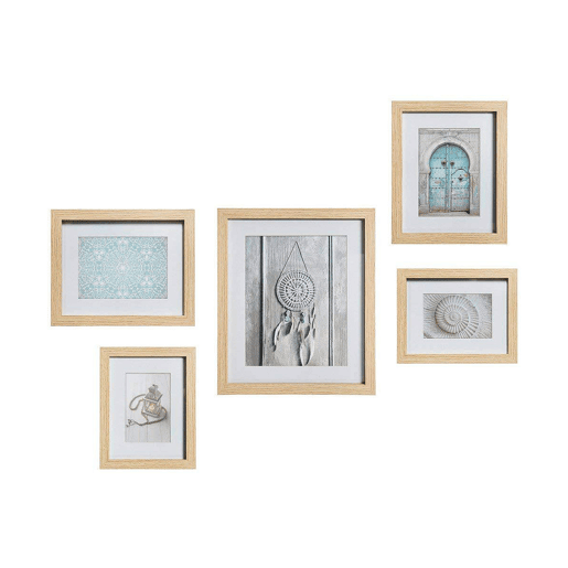Moldura de Fotos Atmosphera Etnic Conjunto Natural Madeira MDF (5 Peças)