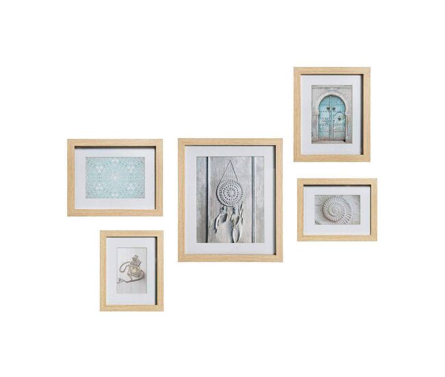 Marco de fotos atmosphera etnic set natural madera mdf (5 piezas)