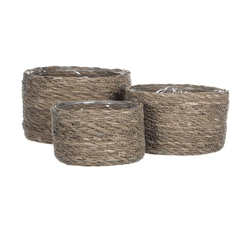 Conjunto de Cestos Mica Decorations 3 Peças Castanho vime