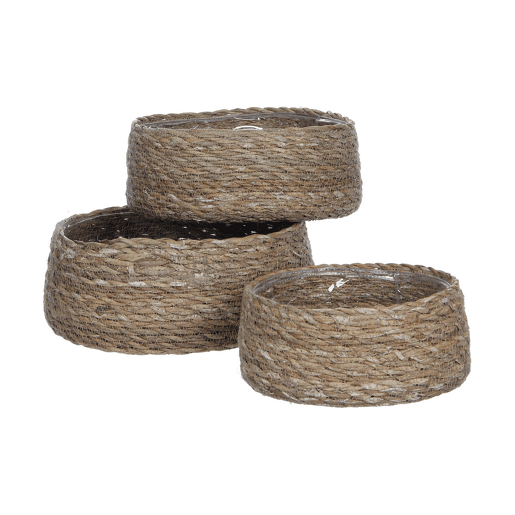 Cesto Mica Decorations 3 Peças Conjunto Castanho vime