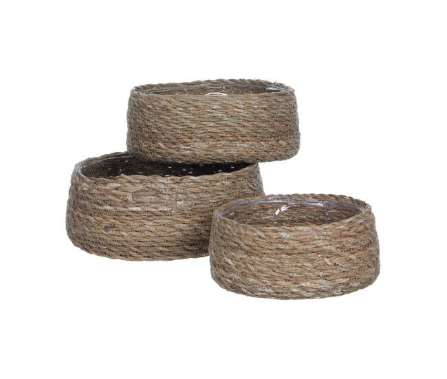 Cesto mica decorations 3 piezas set marrón mimbre