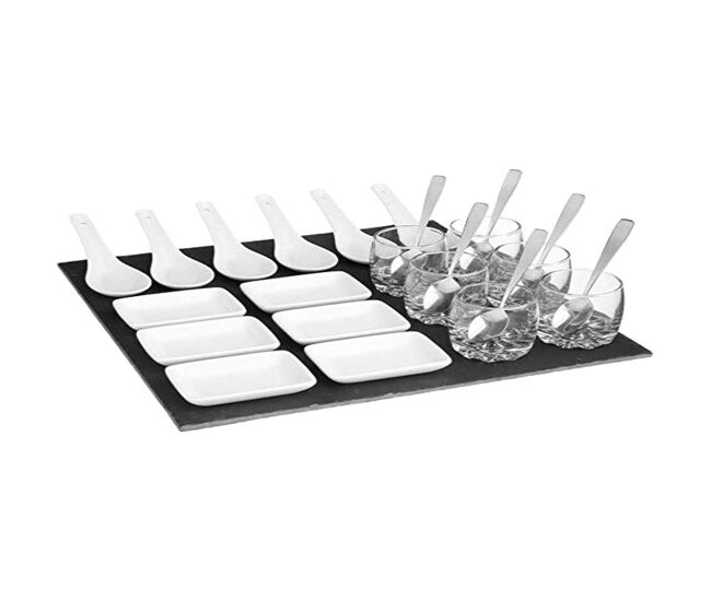 Set de aperitivo secret de gourmet negro pizarra (30 x 30 cm)