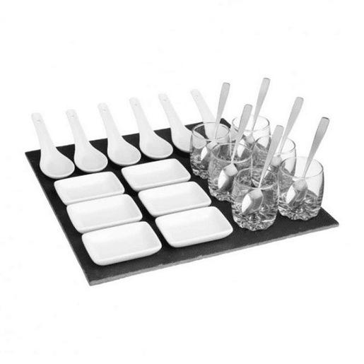 Conjunto para Aperitivos Secret de Gourmet Preto Ardósia (30 x 30 cm)