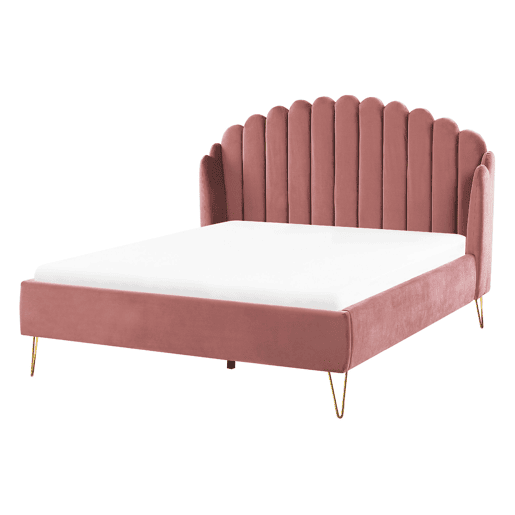 Cama Veludo AMBILLOU 140 x 200 cm Rosa