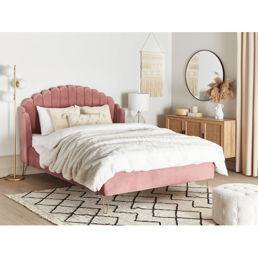 Cama Veludo AMBILLOU 140 x 200 cm Rosa