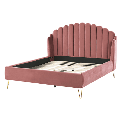 Cama Veludo AMBILLOU 140 x 200 cm Rosa