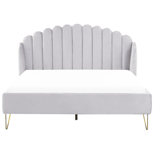 Cama Veludo AMBILLOU 180 x 200 cm Cinzento claro