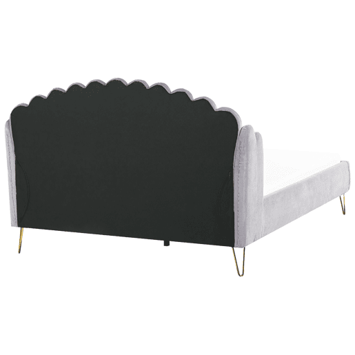 Cama Veludo AMBILLOU 180 x 200 cm Cinzento claro