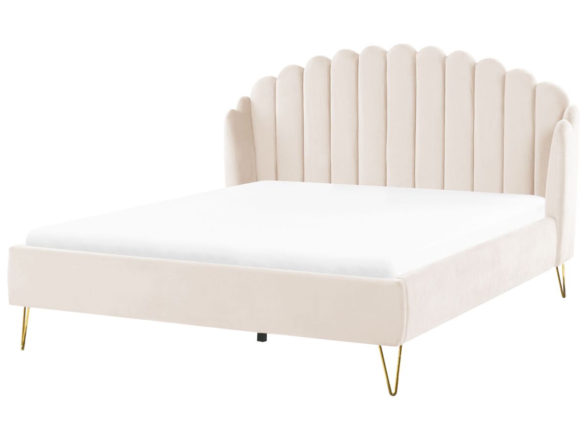 Beliani Cama Terciopelo AMBILLOU 197x214 Beige