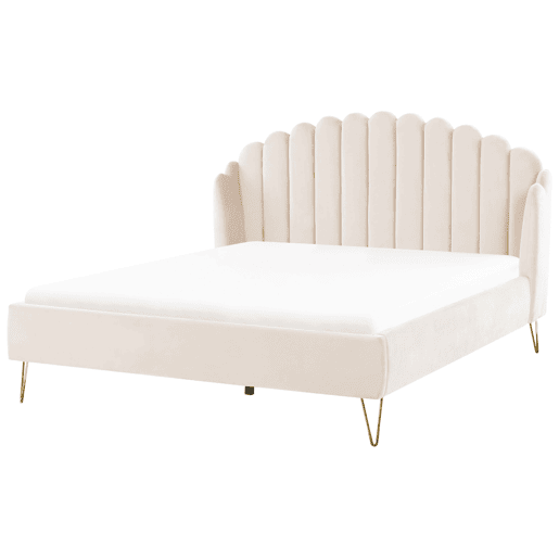 Cama Veludo AMBILLOU 180 x 200 cm Creme claro