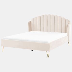 Cama Veludo AMBILLOU 180 x 200 cm Creme claro